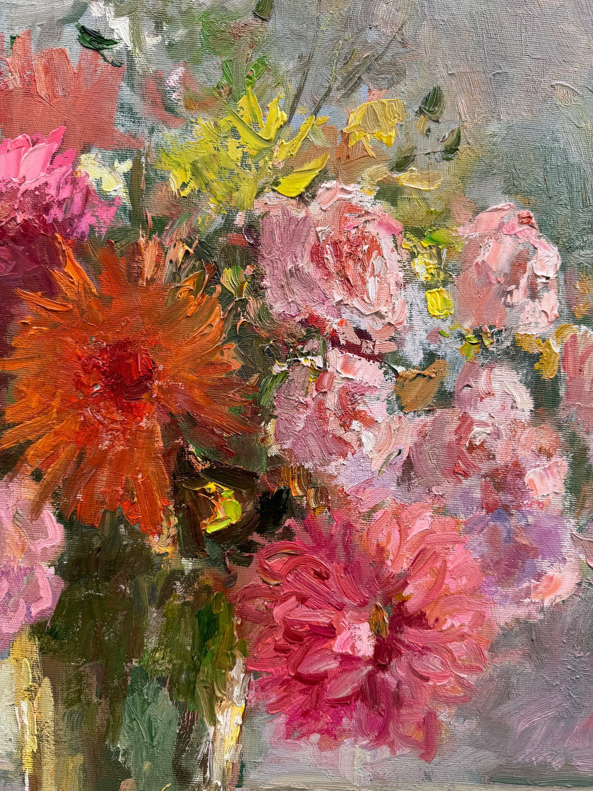 “Summer in Full Bloom” — detail, brushstroke texture