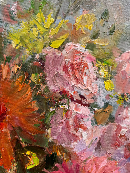“Summer in Full Bloom” — detail, brushstroke texture